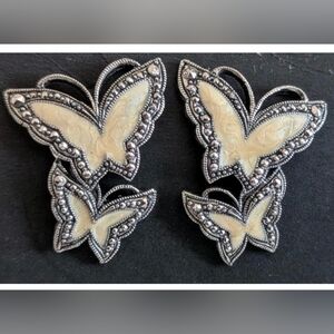 Avon Double Butterfly Earrings with Silver Accents Pierced